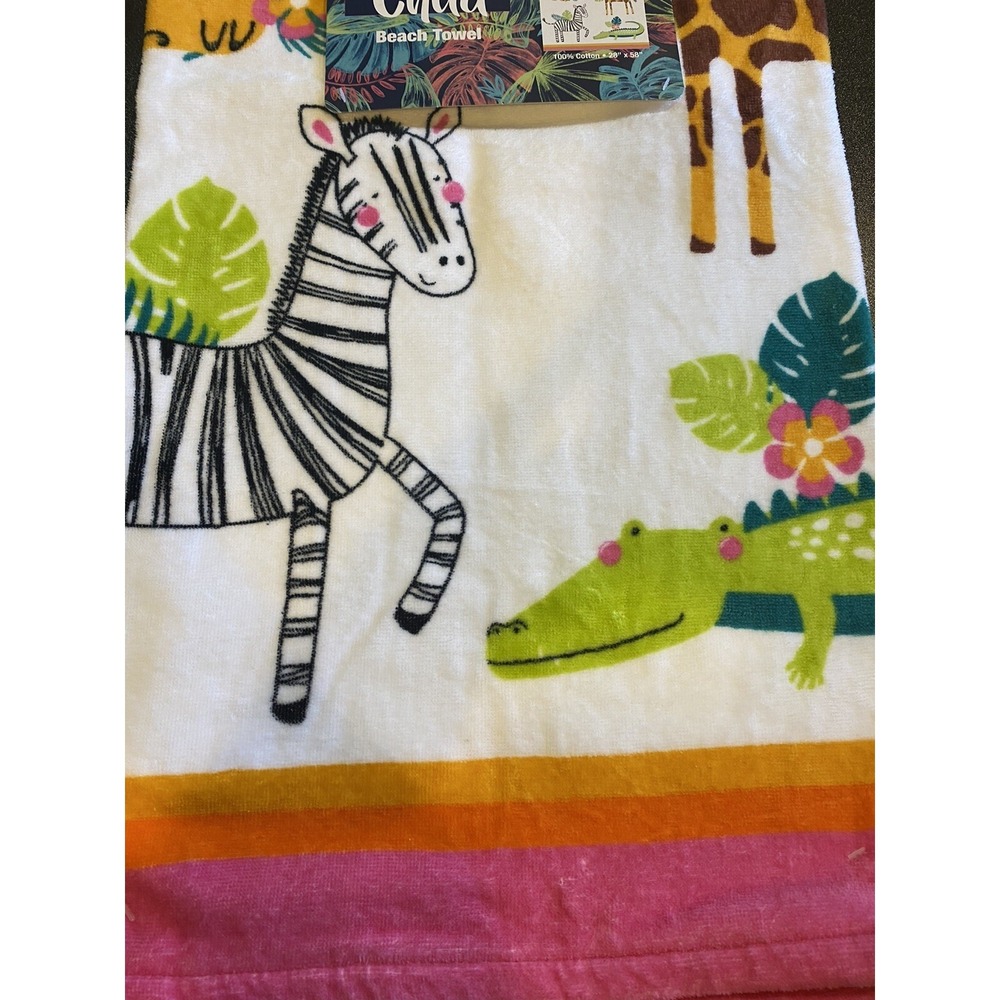 Wild Child Bath Beach Towel Kids 28 x 55" 100% Cotton child  Animals‎ Zoo NEW